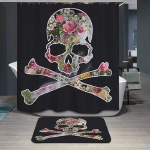 SALE FLOWER SKULL FACE SHOWER CURTAIN